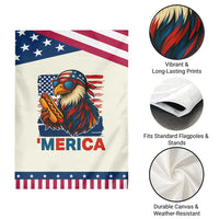 Funny American Eagle Eating Hot Dog Garden Flag 4th Of July Party Patriotic USA Flag