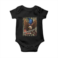 Patriotic Armed Eagle with Camo Flag Baby Onesie Military Patriotic USA Defense - Wonder Print Shop