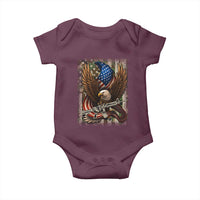 Patriotic Armed Eagle with Camo Flag Baby Onesie Military Patriotic USA Defense - Wonder Print Shop