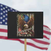 Patriotic Armed Eagle with Camo Flag Protest Sign Military Patriotic USA Defense - Wonder Print Shop