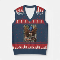 Patriotic Armed Eagle with Camo Flag V-Neck Knit Sweater Vest Military Patriotic USA Defense - Wonder Print Shop