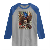 Patriotic Armed Eagle with Camo Flag Raglan Shirt Military Patriotic USA Defense - Wonder Print Shop