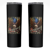 Patriotic Armed Eagle with Camo Flag Skinny Tumbler Military Patriotic USA Defense - Wonder Print Shop