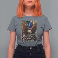 Patriotic Armed Eagle with Camo Flag T Shirt For Women Military Patriotic USA Defense - Wonder Print Shop