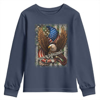 Patriotic Armed Eagle with Camo Flag Youth Sweatshirt Military Patriotic USA Defense - Wonder Print Shop