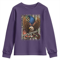 Patriotic Armed Eagle with Camo Flag Youth Sweatshirt Military Patriotic USA Defense - Wonder Print Shop