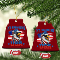 My Pronouns Are USA Ceramic Ornament Bold Patriotic Eagle with American Flag Bandana Mullet - Wonder Print Shop