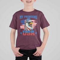 My Pronouns Are USA T Shirt For Kid Bold Patriotic Eagle with American Flag Bandana Mullet - Wonder Print Shop