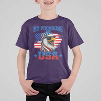 My Pronouns Are USA T Shirt For Kid Bold Patriotic Eagle with American Flag Bandana Mullet - Wonder Print Shop
