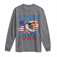 My Pronouns Are USA Long Sleeve Shirt Bold Patriotic Eagle with American Flag Bandana Mullet - Wonder Print Shop