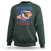 My Pronouns Are USA Sweatshirt Bold Patriotic Eagle with American Flag Bandana Mullet - Wonder Print Shop