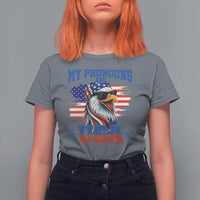 My Pronouns Are USA T Shirt For Women Bold Patriotic Eagle with American Flag Bandana Mullet - Wonder Print Shop