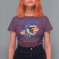 My Pronouns Are USA T Shirt For Women Bold Patriotic Eagle with American Flag Bandana Mullet - Wonder Print Shop