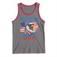 My Pronouns Are USA Tank Top Bold Patriotic Eagle with American Flag Bandana Mullet - Wonder Print Shop