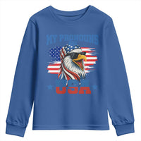 My Pronouns Are USA Youth Sweatshirt Bold Patriotic Eagle with American Flag Bandana Mullet - Wonder Print Shop