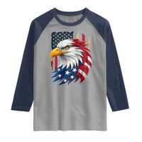 Fierce American Eagle Raglan Shirt Bold Patriotic 4th of July USA Freedom - Wonder Print Shop