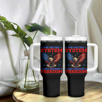 The Metric System Can't Measure Freedom Tumbler With Handle Funny Patriotic Eagle 4th of July USA Flag - Wonder Print Shop
