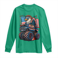 Patriotic Eagle Driving Monster Truck Long Sleeve Shirt 4th of July USA Flag Freedom - Wonder Print Shop