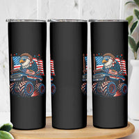Patriotic Eagle Driving Monster Truck Skinny Tumbler 4th of July USA Flag Freedom - Wonder Print Shop