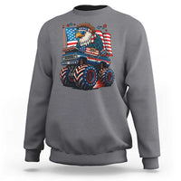 Patriotic Eagle Driving Monster Truck Sweatshirt 4th of July USA Flag Freedom - Wonder Print Shop