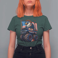 Patriotic Eagle Driving Monster Truck T Shirt For Women 4th of July USA Flag Freedom - Wonder Print Shop
