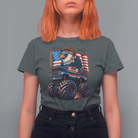 Patriotic Eagle Driving Monster Truck T Shirt For Women 4th of July USA Flag Freedom - Wonder Print Shop