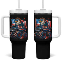 Patriotic Eagle Driving Monster Truck Tumbler With Handle 4th of July USA Flag Freedom - Wonder Print Shop