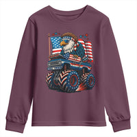 Patriotic Eagle Driving Monster Truck Youth Sweatshirt 4th of July USA Flag Freedom - Wonder Print Shop