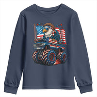 Patriotic Eagle Driving Monster Truck Youth Sweatshirt 4th of July USA Flag Freedom - Wonder Print Shop