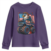 Patriotic Eagle Driving Monster Truck Youth Sweatshirt 4th of July USA Flag Freedom - Wonder Print Shop