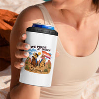 We Pride at Dawn Lesbian Cowgirl 4 in 1 Can Cooler Tumbler Country Western Retro Graphic Pride Month