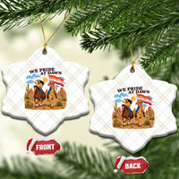 We Pride at Dawn Lesbian Cowgirl Ceramic Ornament Country Western Retro Graphic Pride Month