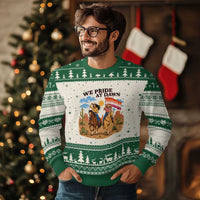 We Pride at Dawn Lesbian Cowgirl Ugly Christmas Sweater Country Western Retro Graphic Pride Month