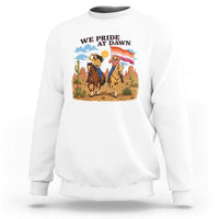 We Pride at Dawn Lesbian Cowgirl Sweatshirt Country Western Retro Graphic Pride Month
