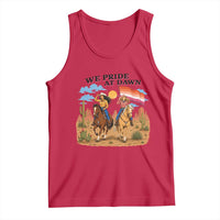 We Pride at Dawn Lesbian Cowgirl Tank Top Country Western Retro Graphic Pride Month