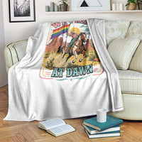 We Pride at Dawn Retro Rainbow Cowgirl Throw Blanket Pride Month Country Western Vibes