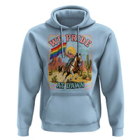 We Pride at Dawn Retro Rainbow Cowgirl Hoodie Pride Month Country Western Vibes