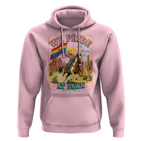 We Pride at Dawn Retro Rainbow Cowgirl Hoodie Pride Month Country Western Vibes