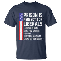 Prison Is Perfect For Liberals T Shirt Distressed American Flag Conservative Humor