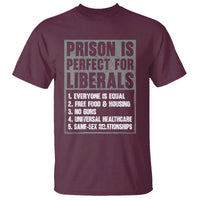 Prison Is Perfect For Liberals T Shirt Satirical List Retro Grunge Conservative Humor
