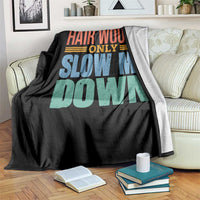 Retro 70s Hair Would Only Slow Me Down Throw Blanket Vintage Distressed Typography Funny Bald Joke