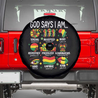God Says I Am Juneteenth Christian Spare Tire Cover Pan-African Afrocentric Faith Bible Verses Freedom Day