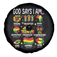 God Says I Am Juneteenth Christian Spare Tire Cover Pan-African Afrocentric Faith Bible Verses Freedom Day