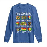 God Says I Am Juneteenth Christian Long Sleeve Shirt Pan-African Afrocentric Faith Bible Verses Freedom Day