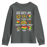 God Says I Am Juneteenth Christian Youth Sweatshirt Pan-African Afrocentric Faith Bible Verses Freedom Day