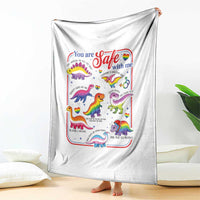 Cute Rainbow Dinosaur LGBTQ Ally Throw Blanket You Are Safe With Me Pride Month