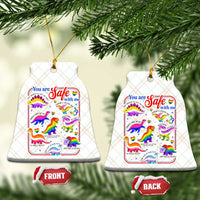 Cute Rainbow Dinosaur LGBTQ Ally Ceramic Ornament You Are Safe With Me Pride Month