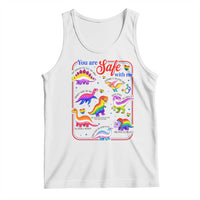 Cute Rainbow Dinosaur LGBTQ Ally Tank Top You Are Safe With Me Pride Month