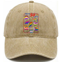Cute Rainbow Dinosaur LGBTQ Ally Washed Cotton Baseball Cap You Are Safe With Me Pride Month