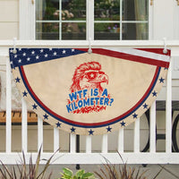WTF Is A Kilometer Funny American Bald Eagle Patriotic Fan Flag 4th of July Humor